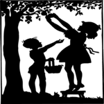 Silhouettes, Kids Picking Apples