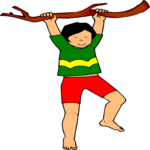 Girl Hanging from Branch Clip Art