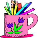 Mug & Markers Clip Art