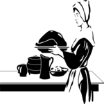Pilgrim Woman with Food Clip Art