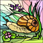 Snail & Flowers Clip Art