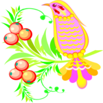 Bird & Berries Clip Art