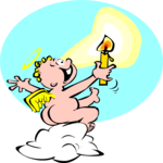 Cherub with Candle Clip Art