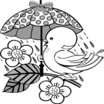 Bird with Umbrella Clip Art