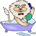 Lion in Bathtub Clip Art