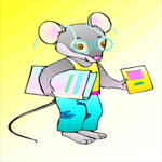 Mouse with Books Clip Art