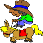Cowboy Riding Donkey
