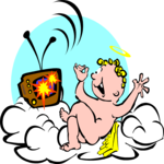 Cherub Watching Television Clip Art