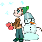 Snowman & Boy 3 Clip Art