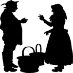 Silhouettes, Couple with Pails
