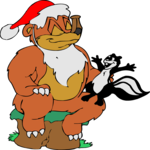 Santa - Bear & Skunk Clip Art