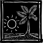 Palm Tree, Ocean & Sun Clip Art