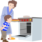 Mother & Son Cooking Clip Art
