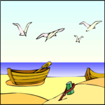 Seagulls at Beach Clip Art