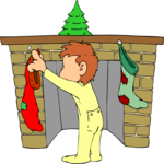 Boy Hanging Stockings Clip Art