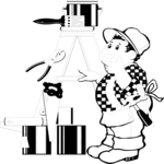 Handyman & Ladder Clip Art