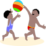 Children with Beach Ball Clip Art