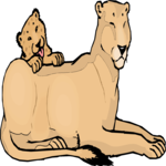 Lioness & Cub Clip Art