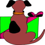 Dog & Gift Clip Art