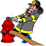 Fire Fighter & Hydrant Clip Art