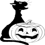 Cat with Pumpkin 2 Clip Art