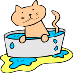 Cat in Water Clip Art