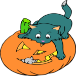 Cat & Mouse on Pumpkin Clip Art