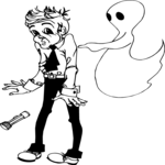 Ghost Scaring Man Clip Art