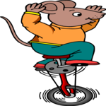 Mouse on Unicycle Clip Art