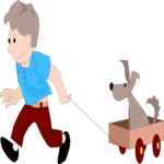 Boy Pulling Wagon 3 Clip Art