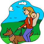 Woman Walking Dog 2 Clip Art