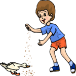 Boy Feeding Duck Clip Art