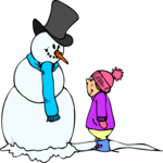 Snowman & Boy 1 Clip Art