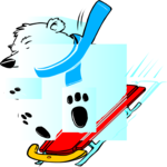 Polar Bear Sledding Clip Art