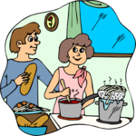 Couple Cooking Dinner Clip Art