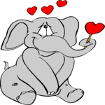 Elephant & Hearts Clip Art
