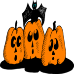 Pumpkins & Bat Clip Art