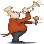 Bugle Player with Maraca Clip Art