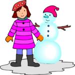 Snowman & Girl 1 Clip Art