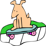 Dog on Skateboard Clip Art