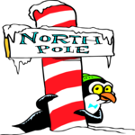 Penguin at North Pole Clip Art