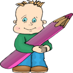 Boy with Giant Pencil 1 Clip Art