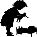 Silhouettes, Girl with Doll 1