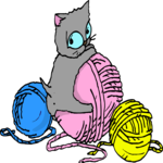 Kitten & Yarn Clip Art