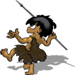 Tribal Boy Throwing Spear