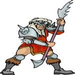 Warrior with Long Weapon Clip Art