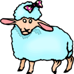 Lamb with Bow Clip Art