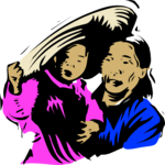 Asian Woman & Child Clip Art