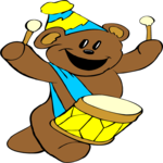 Teddy Bear Playing Drum Clip Art