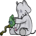 Elephant with Gas Mask Clip Art